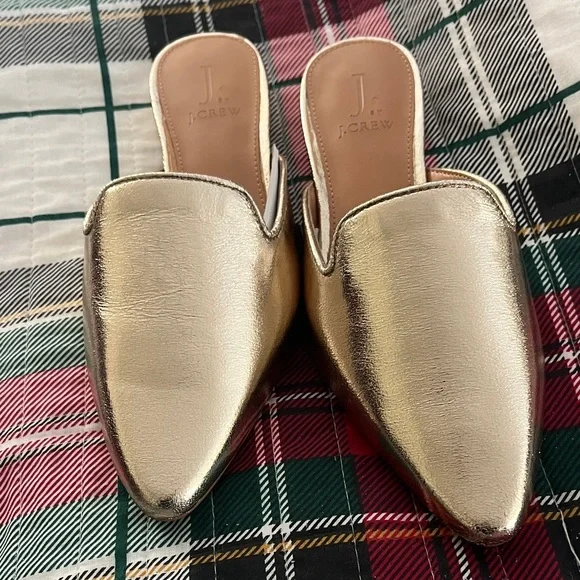 J. Crew Metallic Gold Mules - Picture 1 of 4